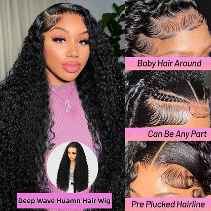 Burmese Curly Deep Wave Human Hair HD Lace Frontal Wigs