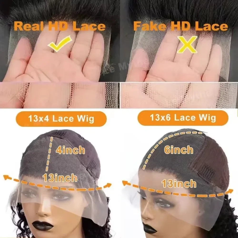 Premium Deep Wave Human Hair HD Lace Frontal Wigs