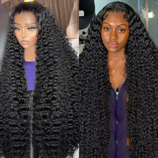 Burmese Raw Curly 250% Density Deep Wave Frontal & Glueless Closure Wig