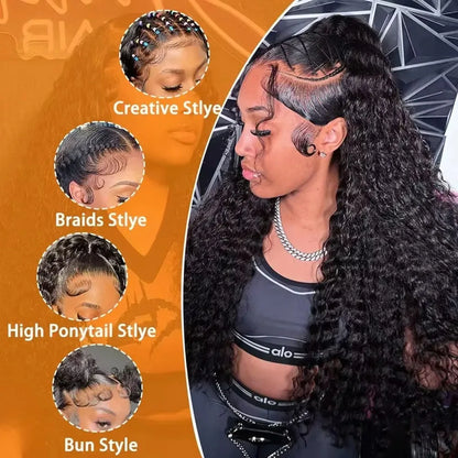 Loose Deep Wave Frontal Pre-plucked Glueless Wig Human Hair