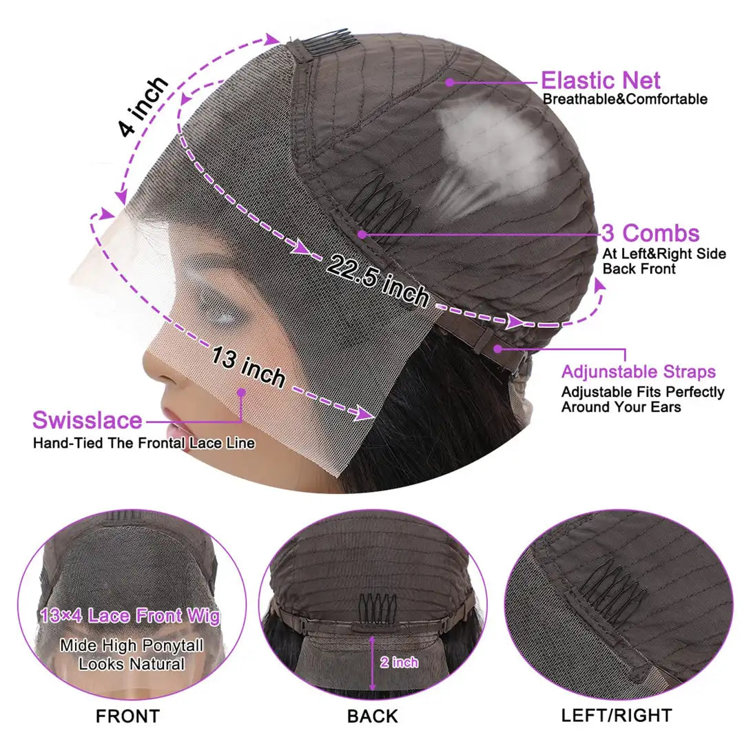 Brazilian Body Wave Human Hair Pre Plucked HD Transparent Lace Frontal Wig With Bleached Knots