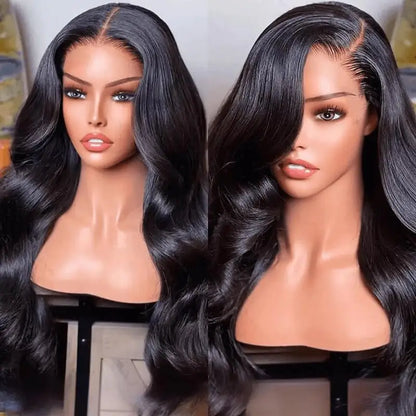 Brazilian Body Wave Human Hair Pre Plucked HD Transparent Lace Frontal Wig With Bleached Knots