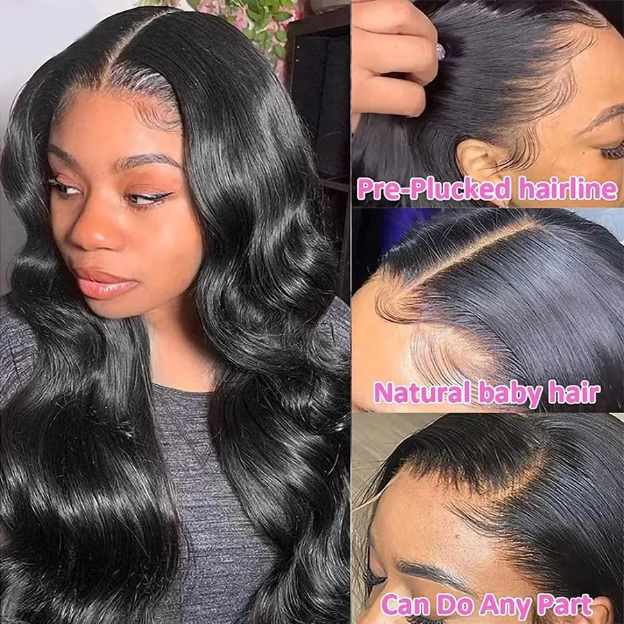Brazilian Body Wave Human Hair Pre Plucked HD Transparent Lace Frontal Wig With Bleached Knots