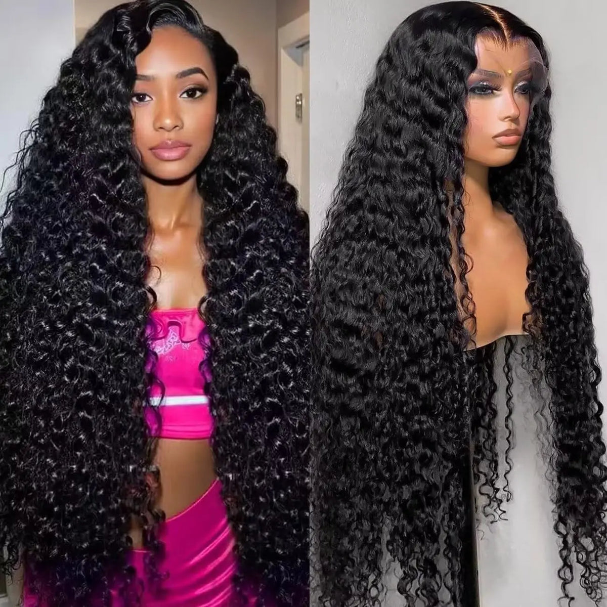Premium Deep Wave Human Hair HD Lace Frontal Wigs