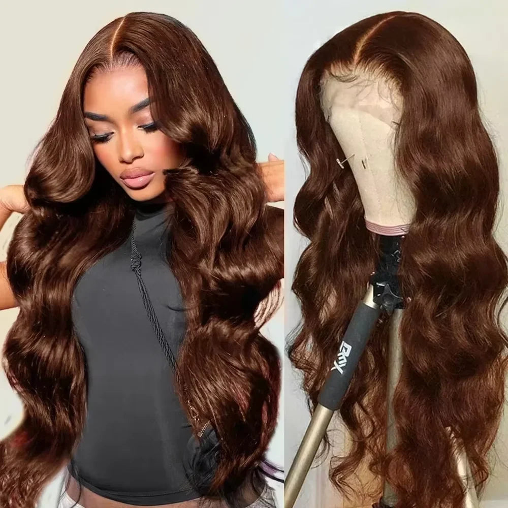 Chocolate Brown HD Lace Body Wave Human Hair Wigs