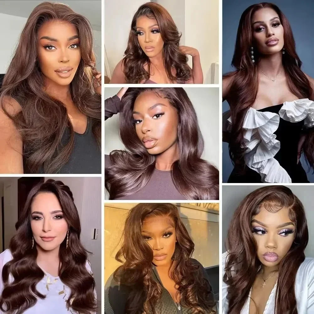 Chocolate Brown HD Lace Body Wave Human Hair Wigs