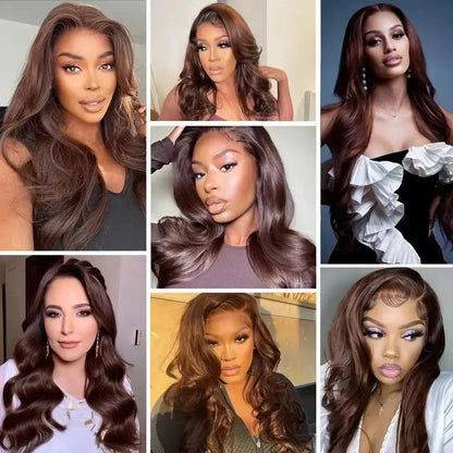 Chocolate Brown HD Lace Body Wave Human Hair Wigs