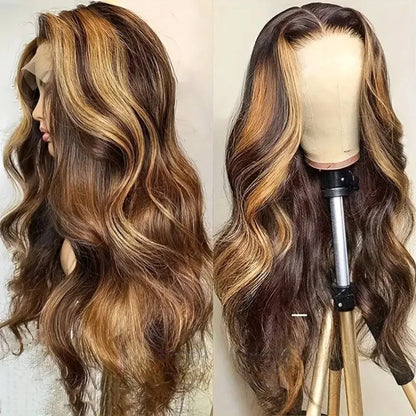 Honey Blonde Ombre Human Hair HD Lace  Body Wave Lace Frontal Wigs