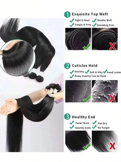 Bone Straight Brazilian Human Hair Bundles Raw Extensions