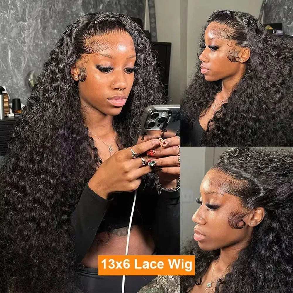 Loose Deep Wave Frontal Pre-plucked Glueless Wig Human Hair