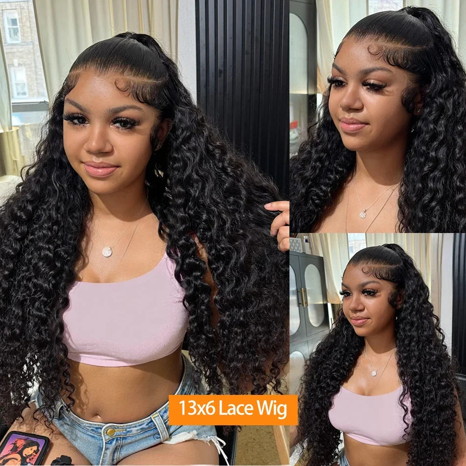 HD Transparent Lace Deep Wave Frontal Human Hair Wigs