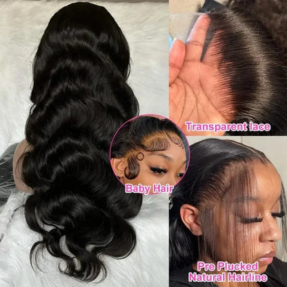 Brazilian Natural Body Wave Virgin Human Hair HD Lace Frontal Closure Wigs