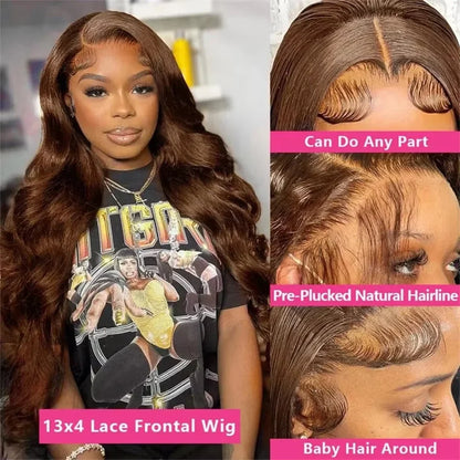 Chocolate Brown HD Lace Body Wave Human Hair Wigs