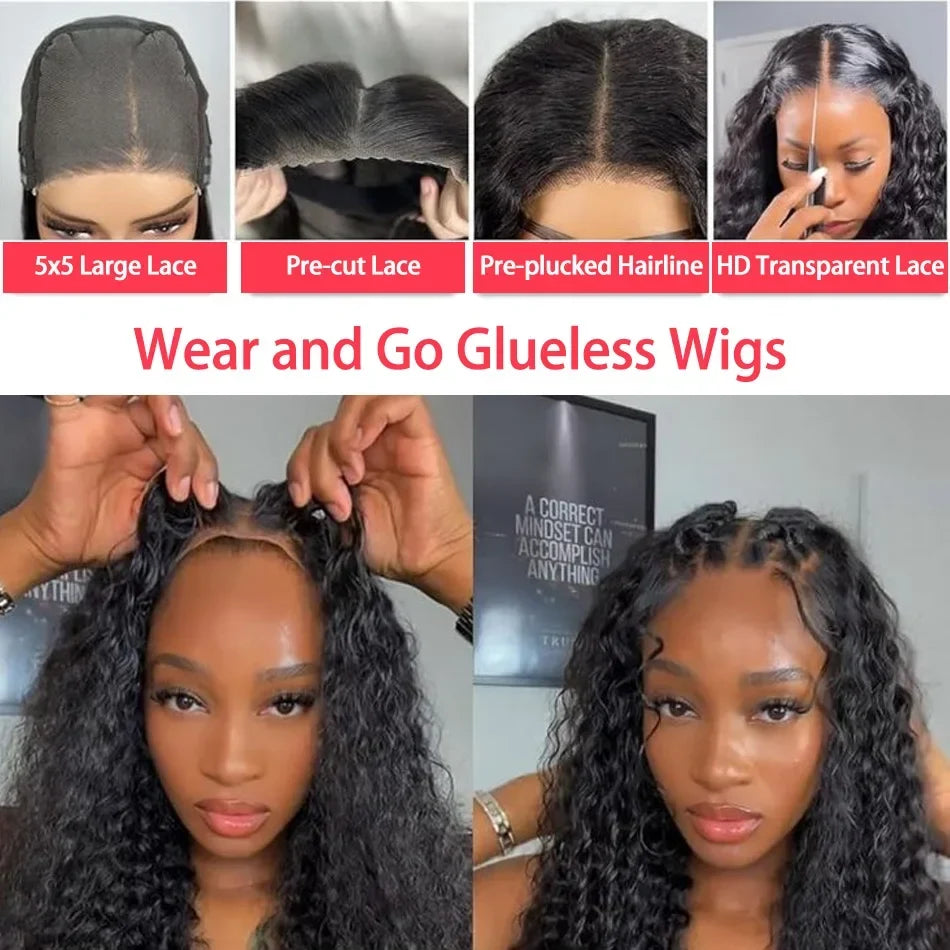 HD Transparent Lace Deep Wave Frontal Human Hair Wigs