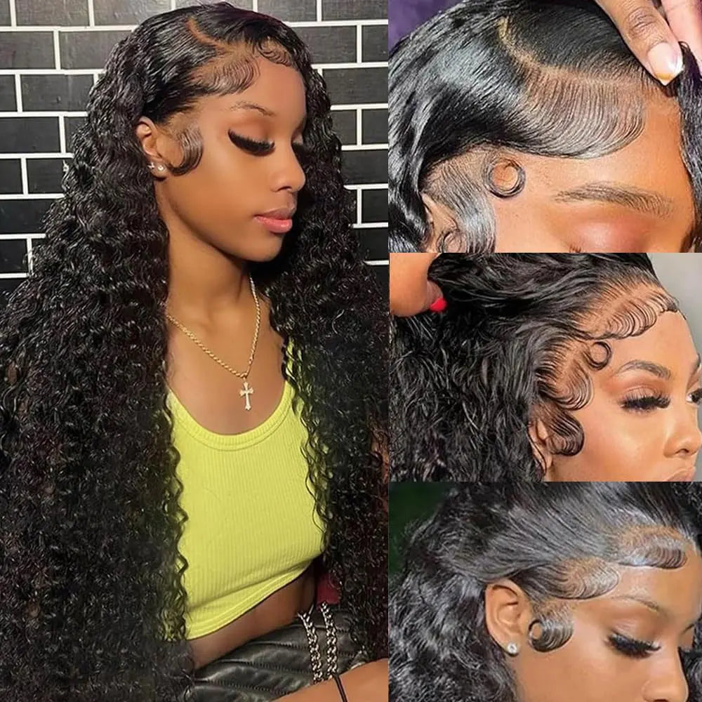 Voluminous Deep Wave Human Hair 250 High Density HD Lace Frontal Wigs