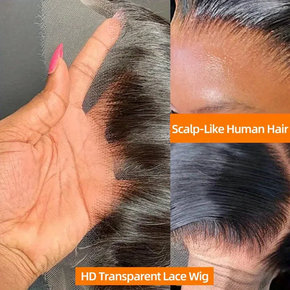 Brazilian Glueless Put on and go HD Transparent Bone Straight Lace Frontal Wigs
