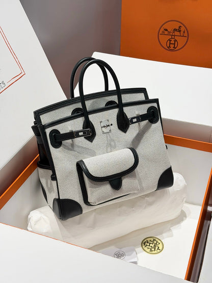 Hermes 25 Cargo Denim Handbag