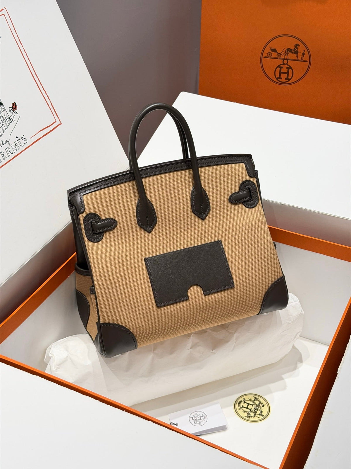 Hermes 25 Cargo Denim Handbag