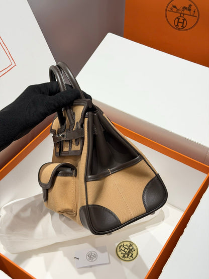 Hermes 25 Cargo Denim Handbag
