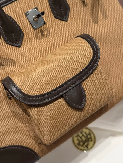 Hermes 25 Cargo Denim Handbag