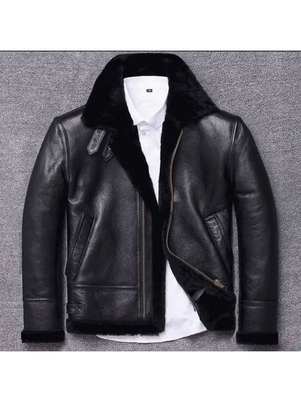 Men Sheepskin Winter Fur Coat Jacket